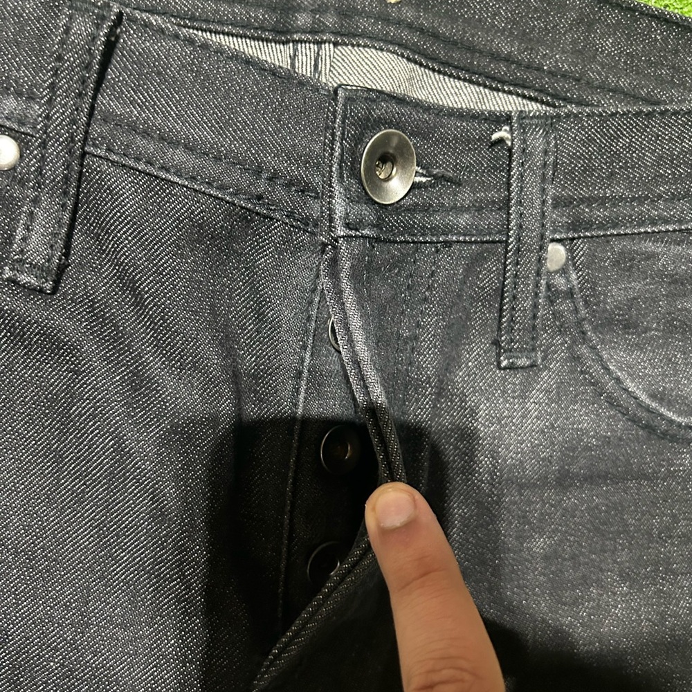 Unbranded Brand Jeans Mens 32 Black UB304 Straight Fit 14.5 oz Selvedge Raw - Picture 3 of 8